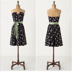 Anthropologie strapless navy dress